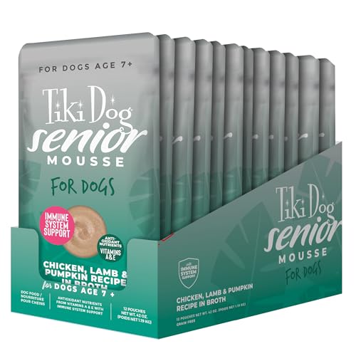 Textura cremosa de Tiki Pets Senior Mousse, fácil de comer.