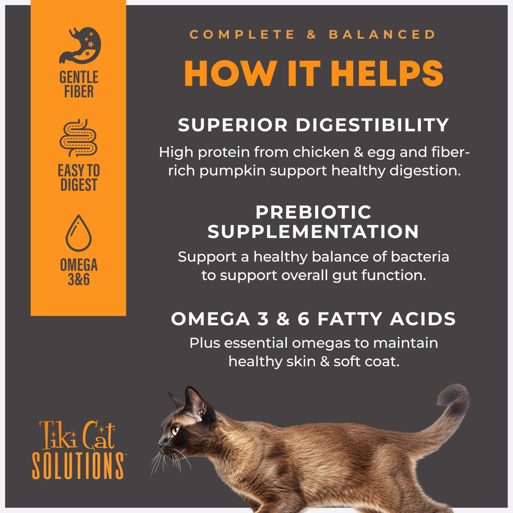 TIKI PETS Soluciones Mousse sin OGMs, ingredientes naturales.