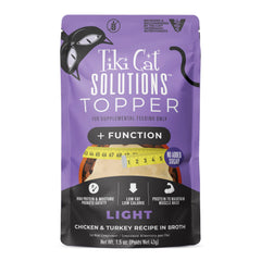 Tiki Cat Solutions Topper Light, caldo de pollo y pavo para saciedad y humedad.