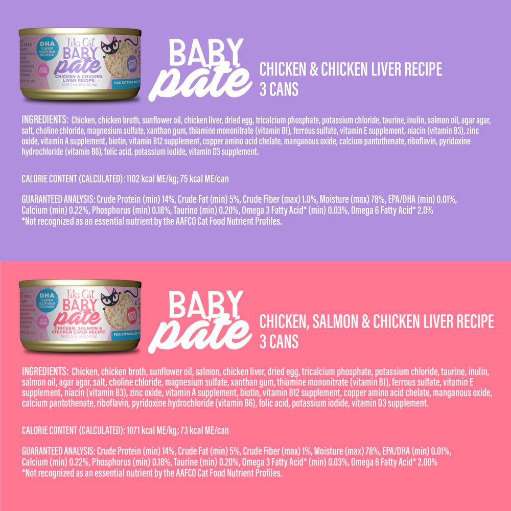 Tiki Cat Baby Pate libre de granos y patatas para gatitos sensibles