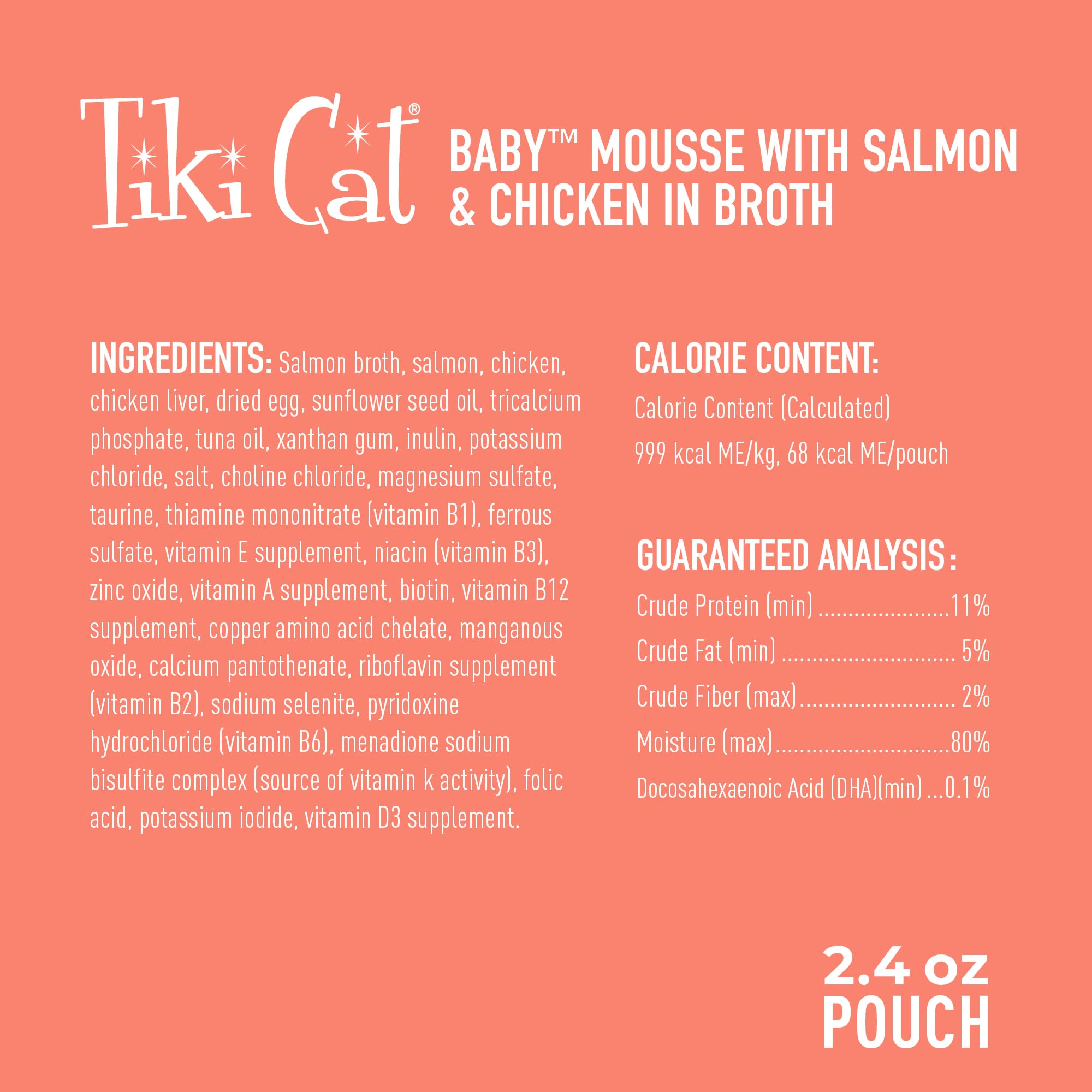 Tiki Pets Tiki Cat Baby salmón y pollo: sabor premium para gatitos exigentes.
