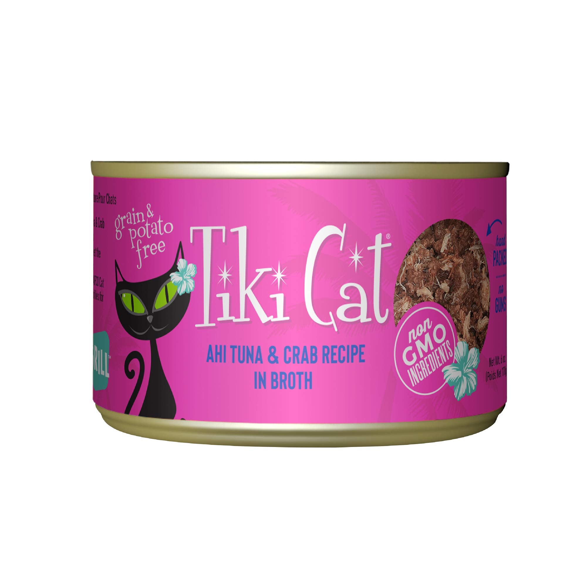 Tiki Cat Grill, lata-ahi-atun-cangrejo, proteína real para tu gato.