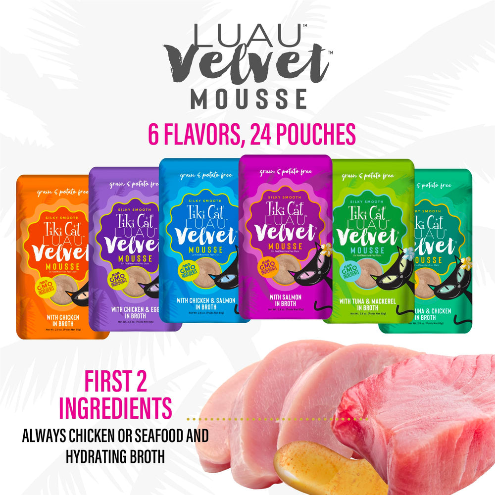 Etiqueta de sabores y ingredientes de Tiki Cat Luau Velvet Mousse