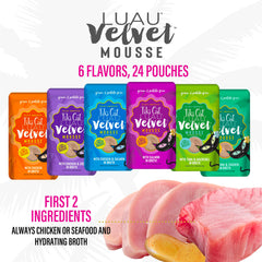 Etiqueta de sabores y ingredientes de Tiki Cat Luau Velvet Mousse