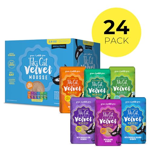 Tiki Cat Luau Velvet Mousse, seis sabores visibles en la variedad