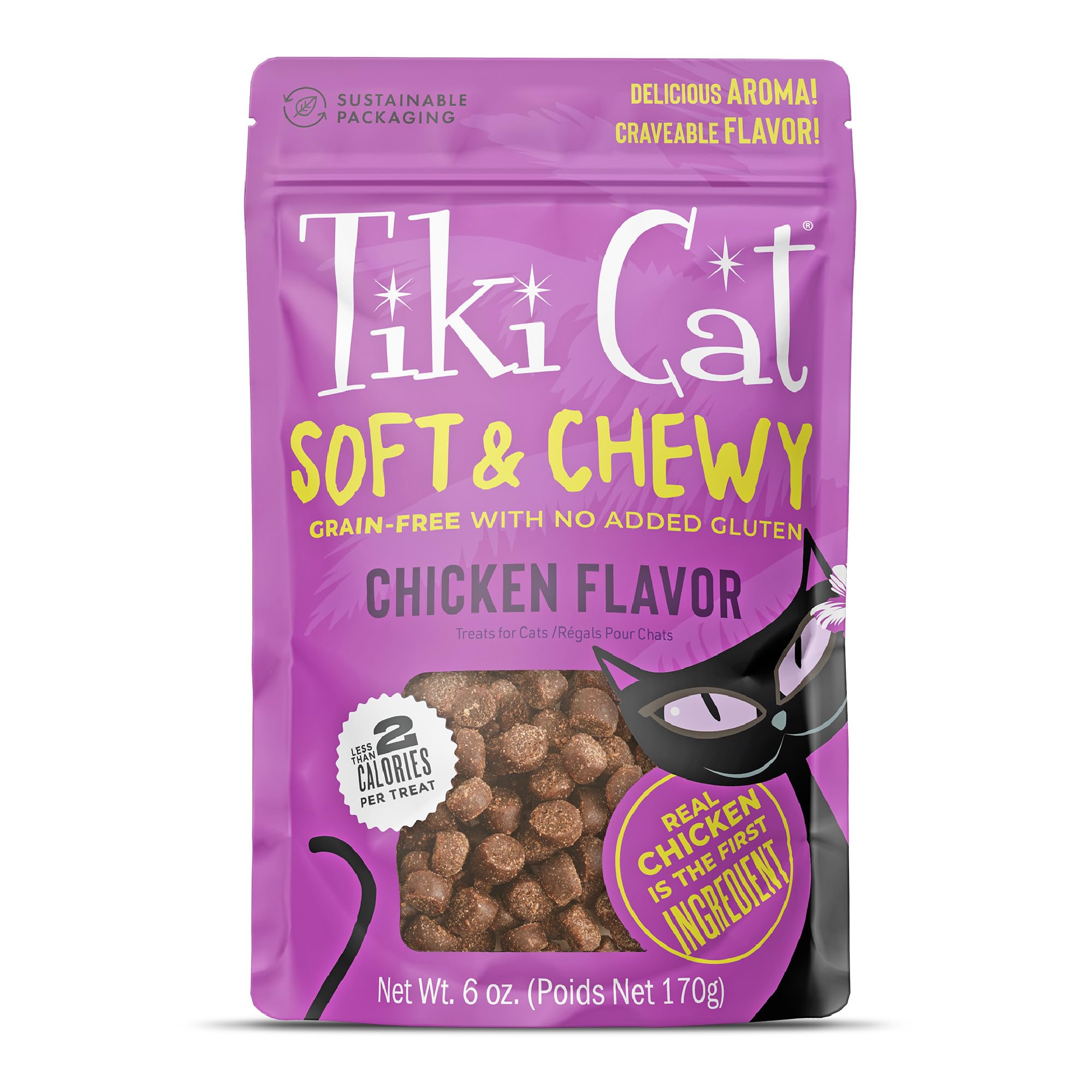 Golosinas TIKI PETS con pollo en bolsa de 6 onzas para recompensas suaves