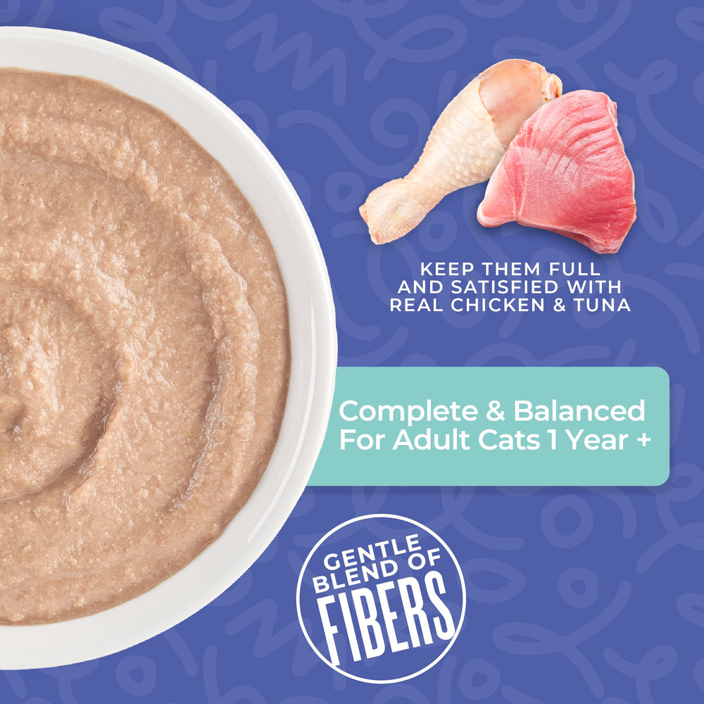 Tiki Cat Velvet Mousse con Omega 3 y 6 para piel y pelaje saludables.