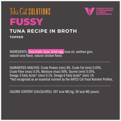 Topper Fussy con huevo incluido de Tiki Cat, mejora aroma y sabor.