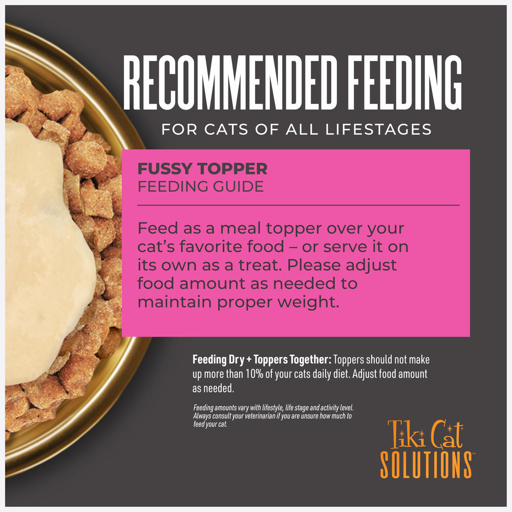 Humecta la comida seca con Tiki Pets Topper Fussy.