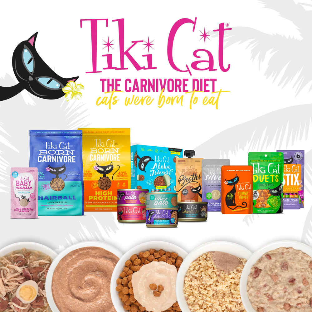 TIKI PETS deshilachado sabroso para gatos exigentes.