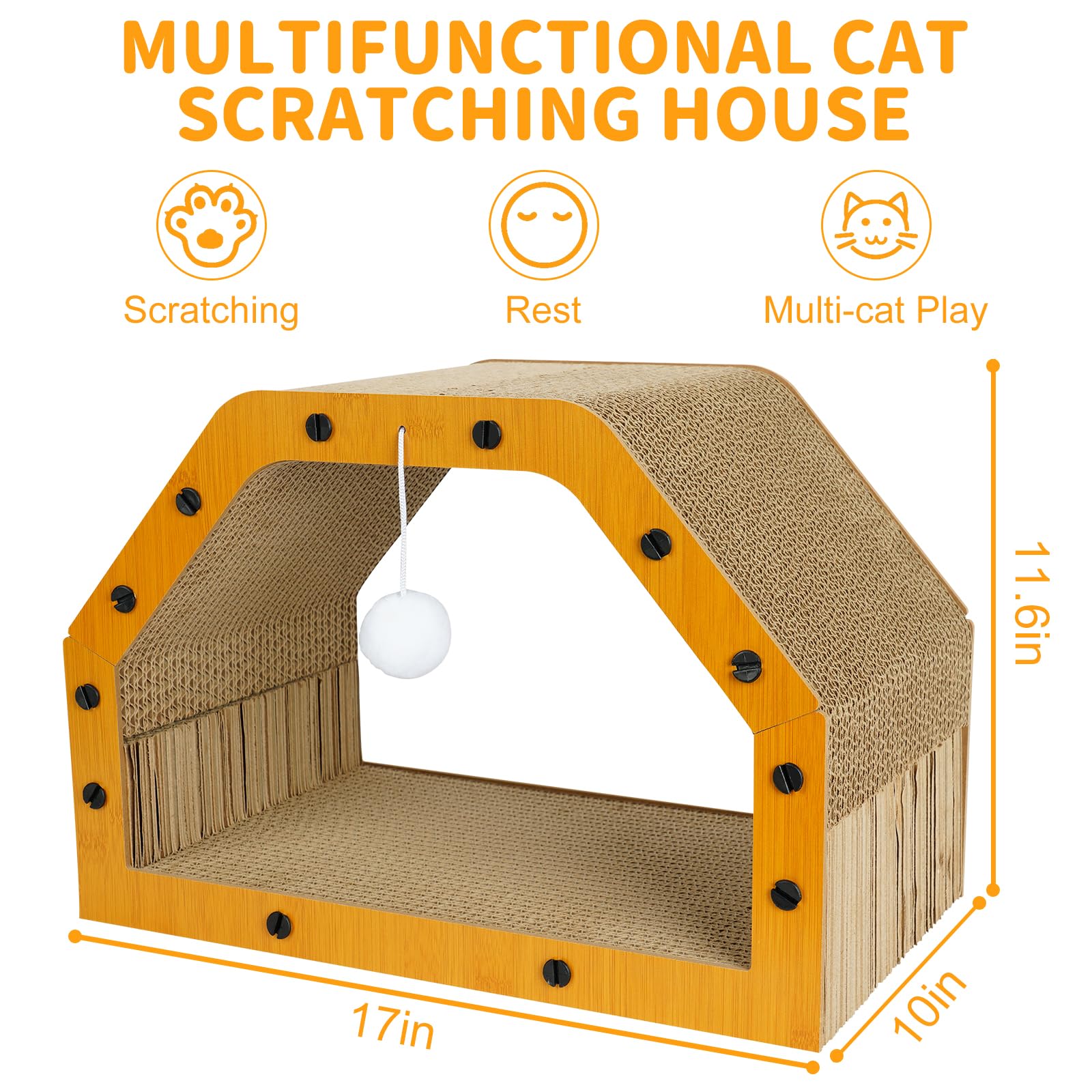 TIMIEEYA techo-inclinado-casa-gato: techo estable para juego y descanso.