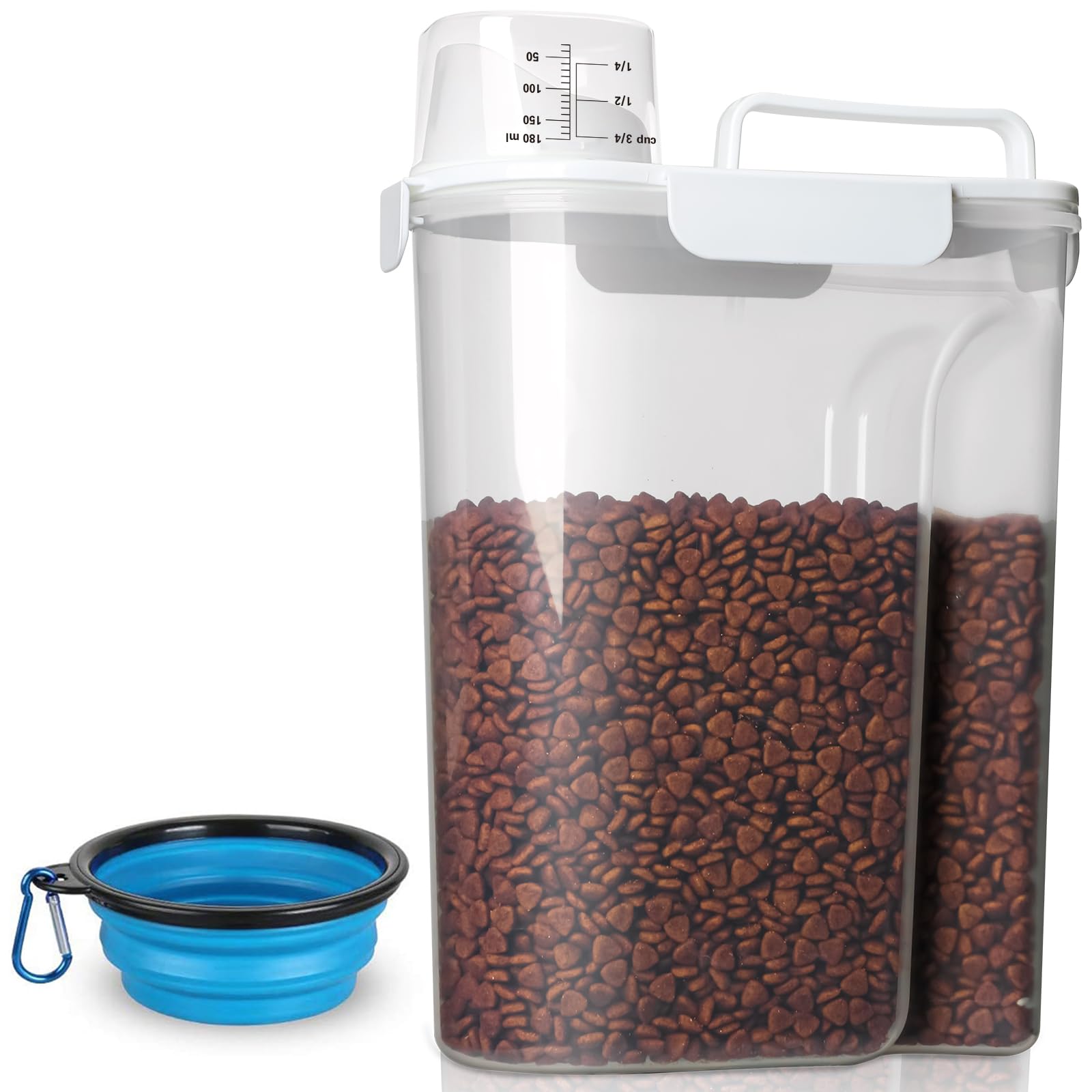 Contenedor Tiovvery para alimento de perros y gatos con visibilidad del contenido.