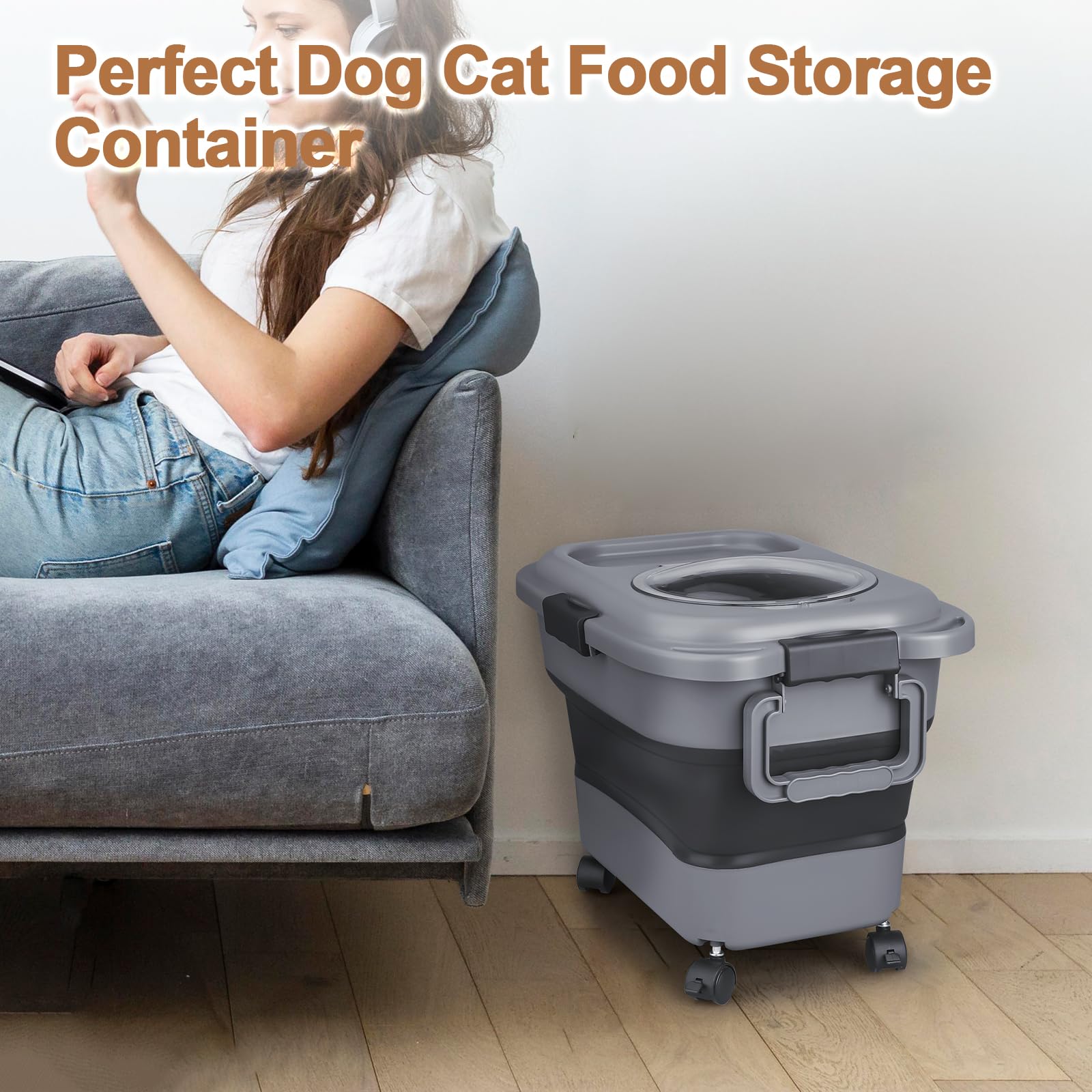 TIOVERY capacidad de 10-25 lb, perfecto para comida seca de perros, gatos y aves.