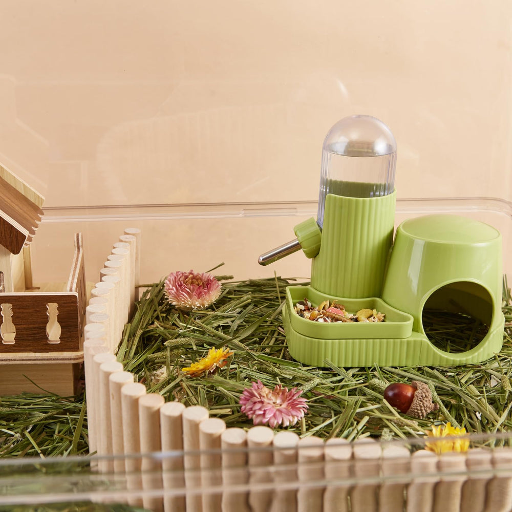 TOKAYIFE dispensador-agua-base-hamsters ofrece bebida y refugio.