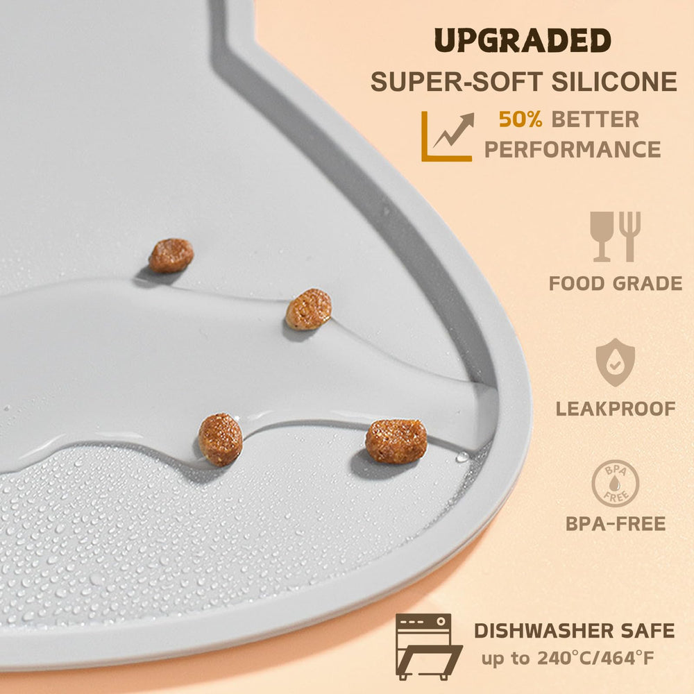 TOKAYIFE tapete para gatos con bordes elevados para contener comida y agua.