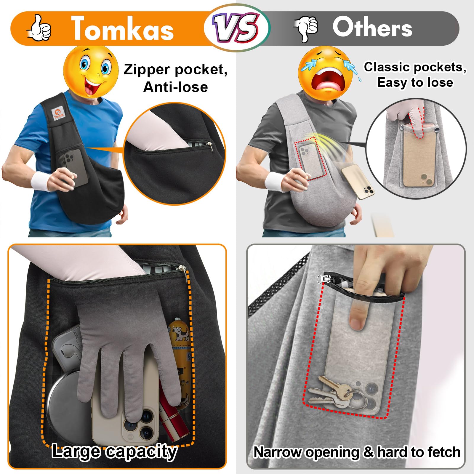 Bandolera TOMKAS para perro pequeño con bolsillo frontal con cremallera para llaves y teléfono.