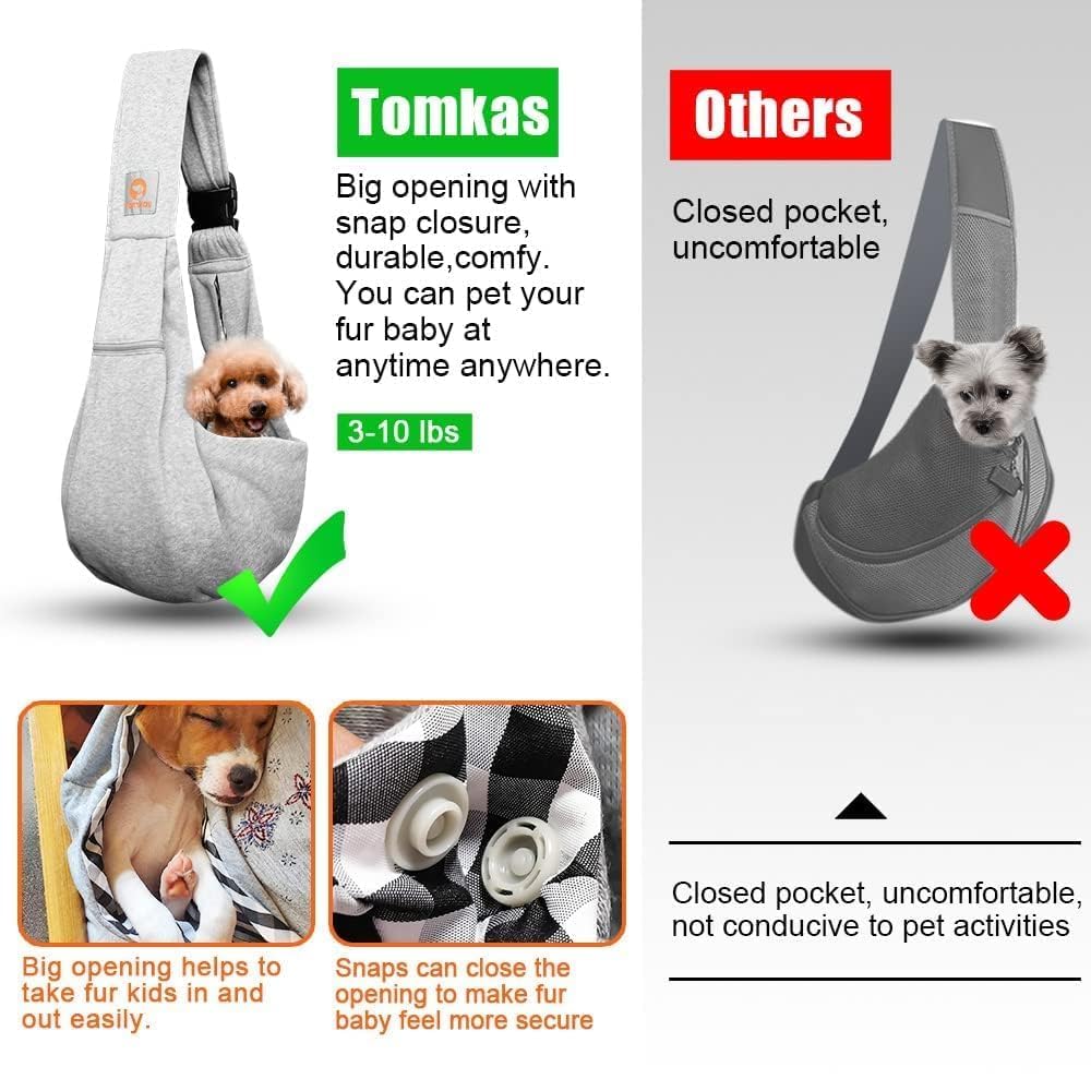 Tomkas portador-perro bandolera tamaño 3-10 libras, ajuste práctico.