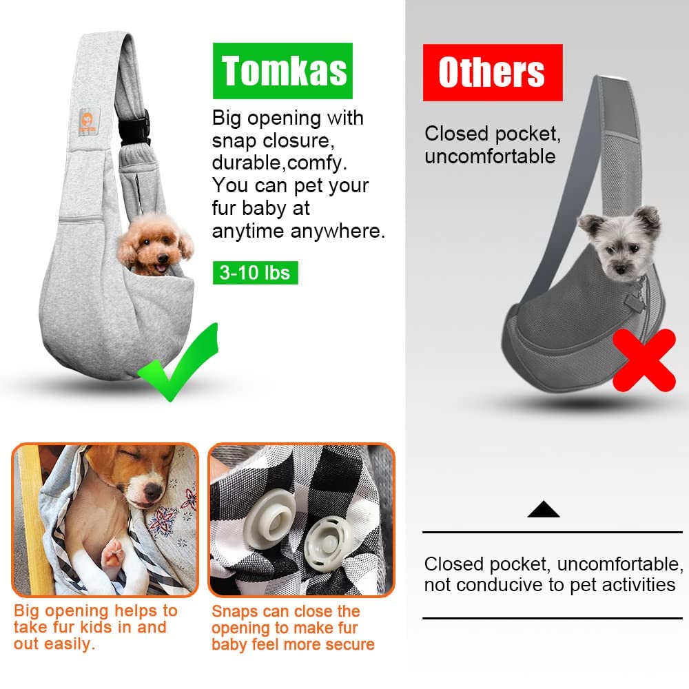 TOMKAS portador-perro-pequeño-gris-compacto, ligero y fácil de guardar.