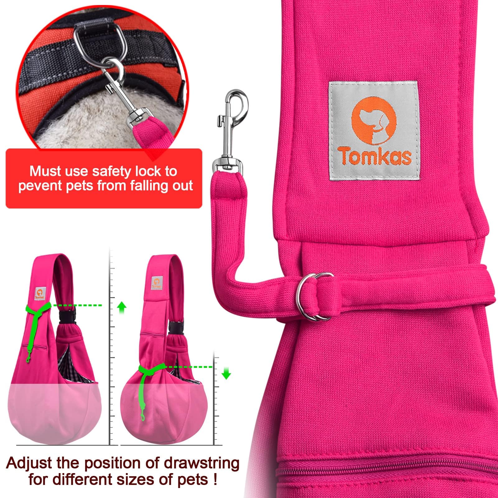 TOMKAS sling cierre de seguridad para mantener al perro seguro