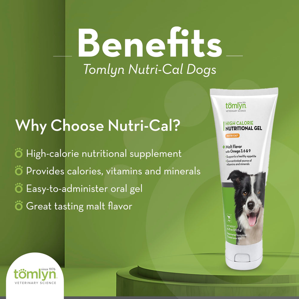 Tomlyn Nutri-Cal, etiqueta clara, facilita elegir un suplemento nutricional para tu perro.