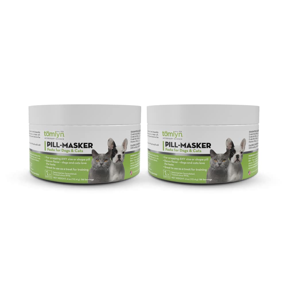 Pasta mascaradora TOMLYN con sabor tocino para perros y gatos facilita administrar pastillas.