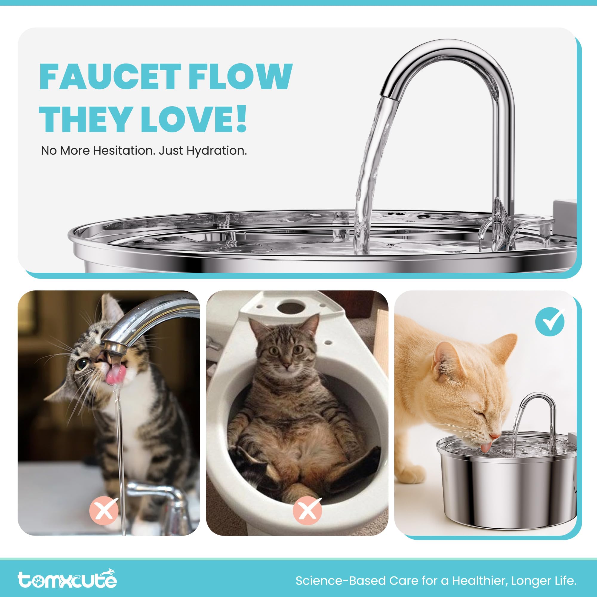 Tomxcute capacidad grande 108oz/3,2L para múltiples mascotas.