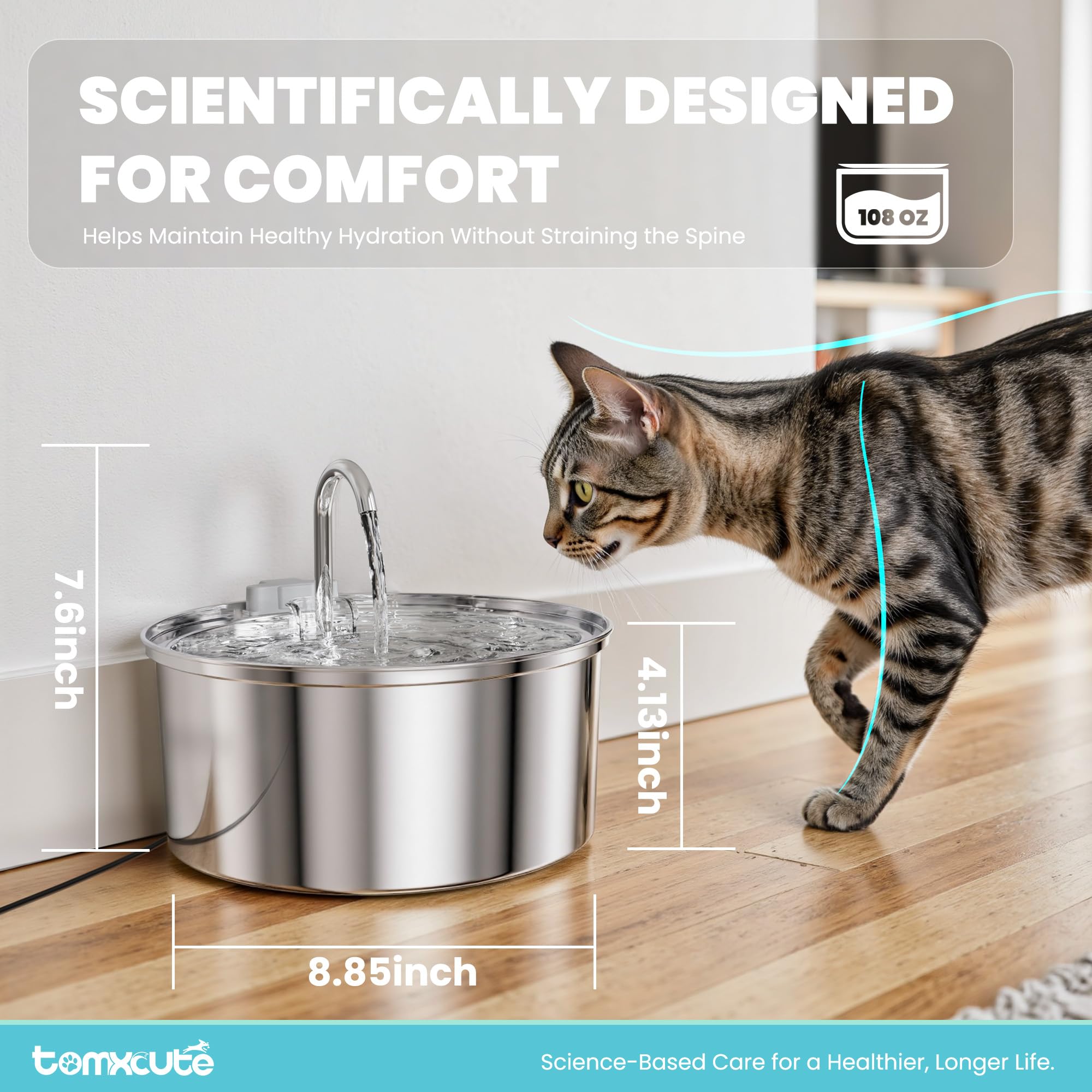 Tomxcute diseño higiénico en acero inoxidable para uso diario.