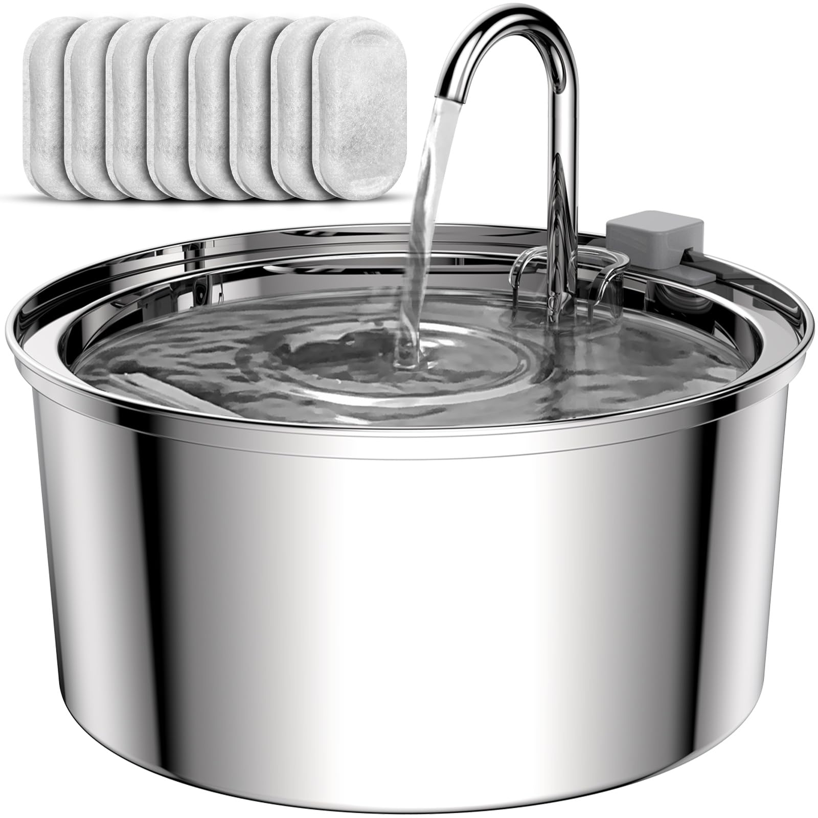 Tomxcute fuente para gatos en acero inoxidable, capacidad 3,2 L, agua fresca constante.