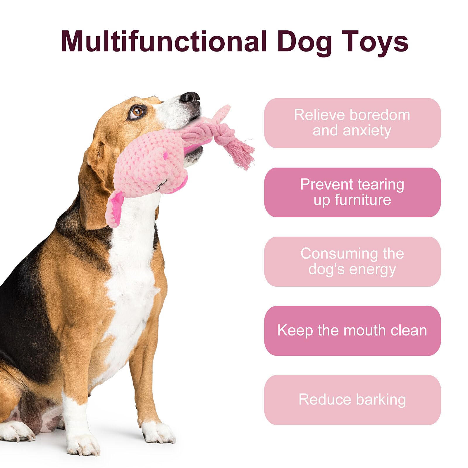 TONYFY Juguete rosa, diseño tierno para perros pequeños.