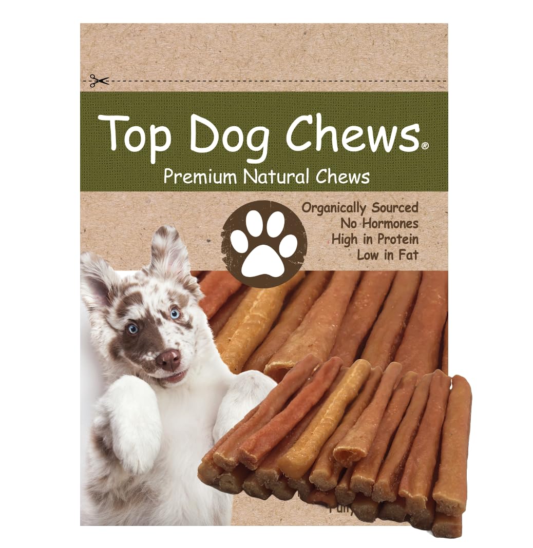 Top Dog Chews Tendón de Pavo Round Suave, snack dental natural para perros.