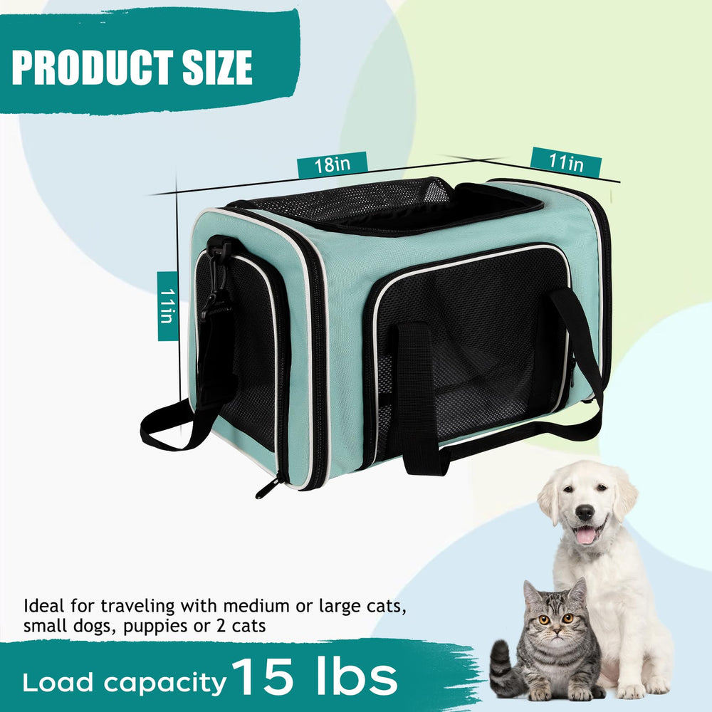 Top Tasta porta-mascotas gatos-perros plegable verde con ventilación
