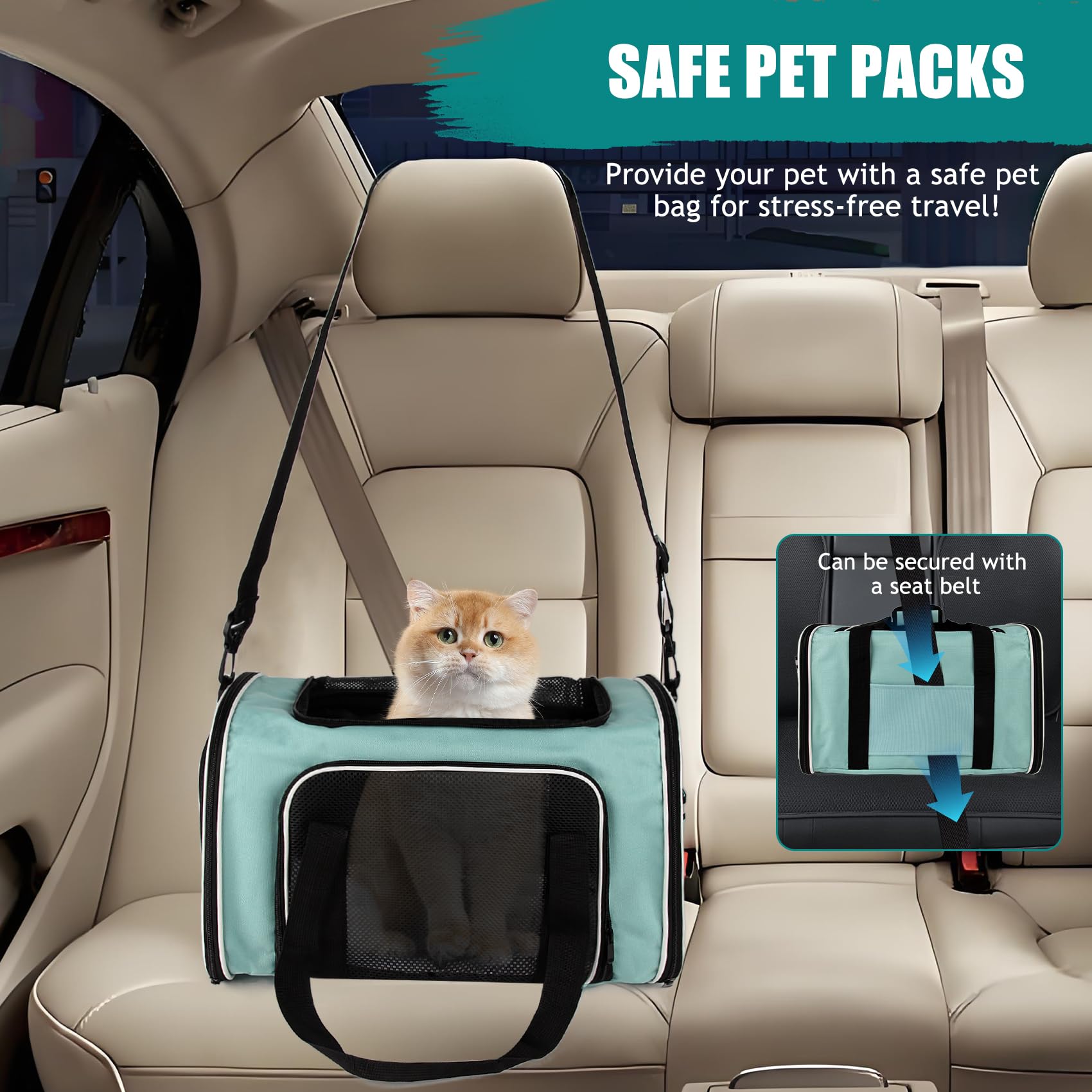 Top Tasta transporte-aireado gatos-perros plegable verde 46x28x28cm