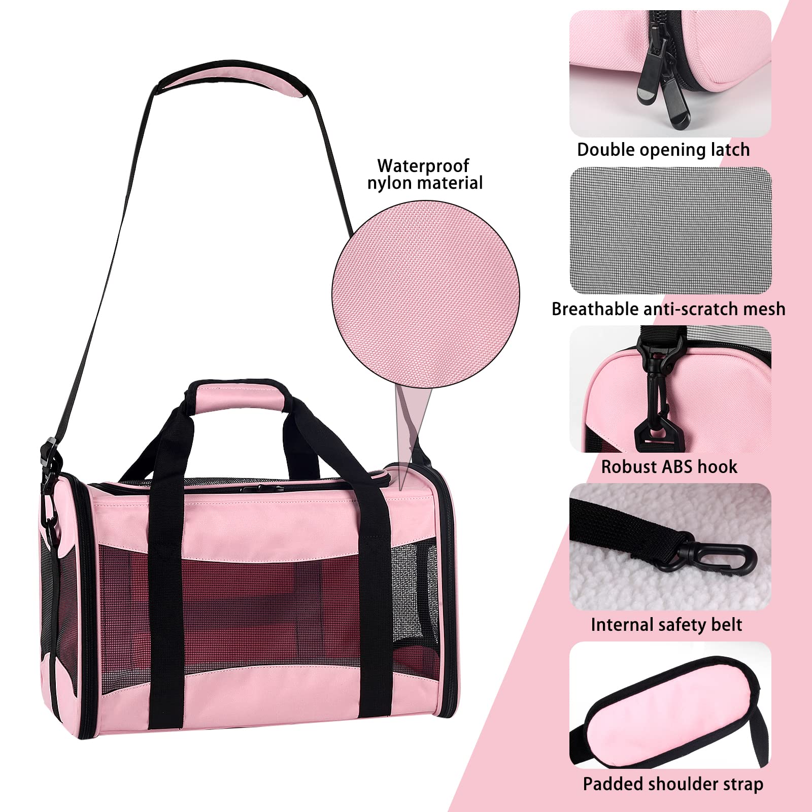 Top tasta transportín con malla de ventilación para buena circulación de aire.