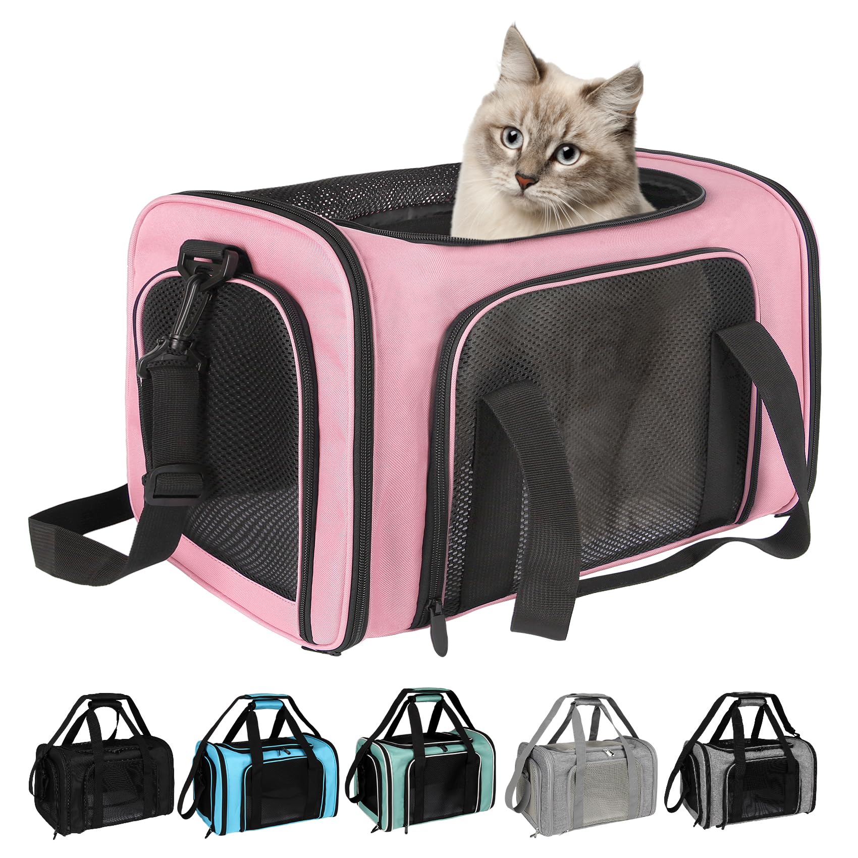Top Tasta transportín tamaño grande rosa 20x13x13, ideal para perros y gatos.
