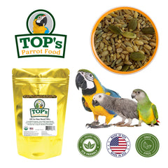 Envase de 5 l de TOP's Parrot Food con mezcla de semillas de calidad.