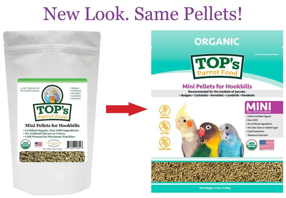 TOP's Parrot Food Mini Granulos sin colorantes artificiales