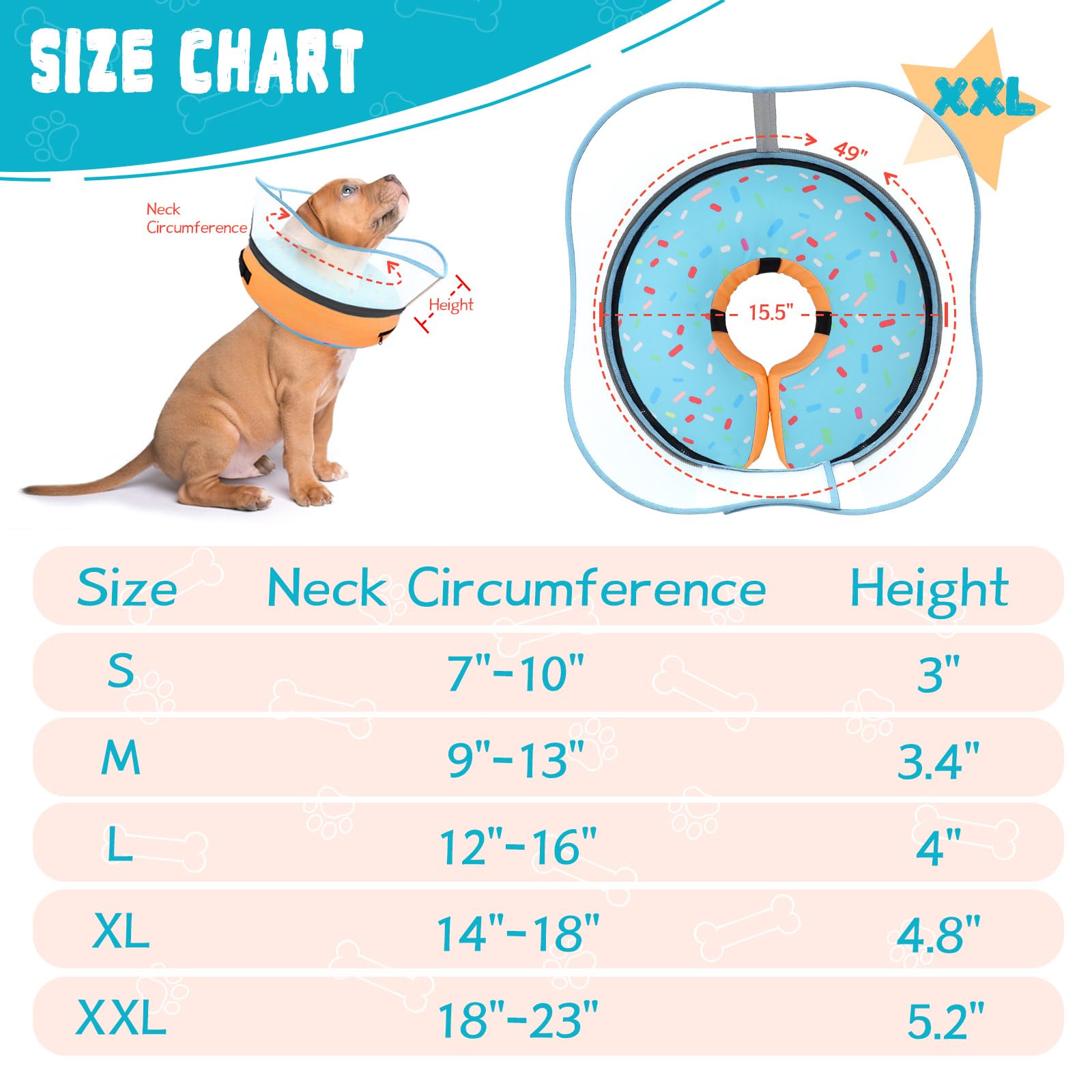 Toptakeit Collar Donut Inflable Ajuste con cierre de gancho y lazo adapta tamaño y garantiza ajuste cómodo