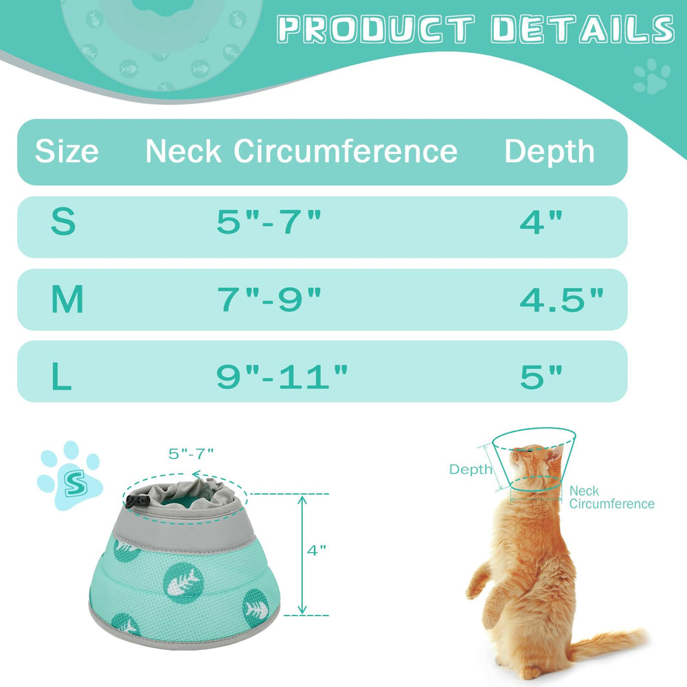 Gato come y descansa con el collar sin estrés gracias a su diseño