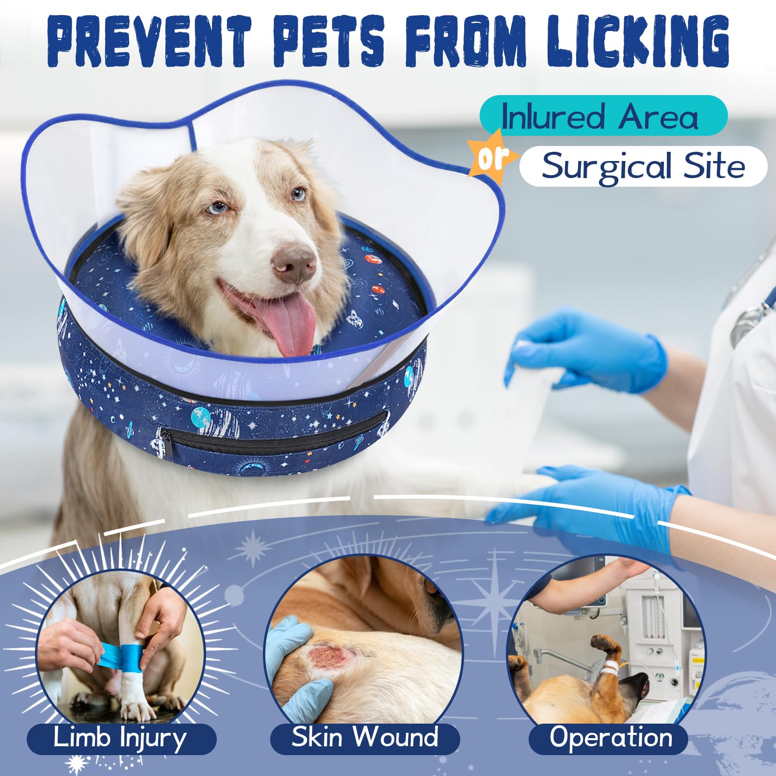 Toptakeit collar rosquilla inflable para perro mediano, protección segura contra lamidos tras cirugía.