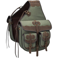 Tough 1 bolsa de senderos en lona con cuero, tono salvia, para organizar tus esenciales.