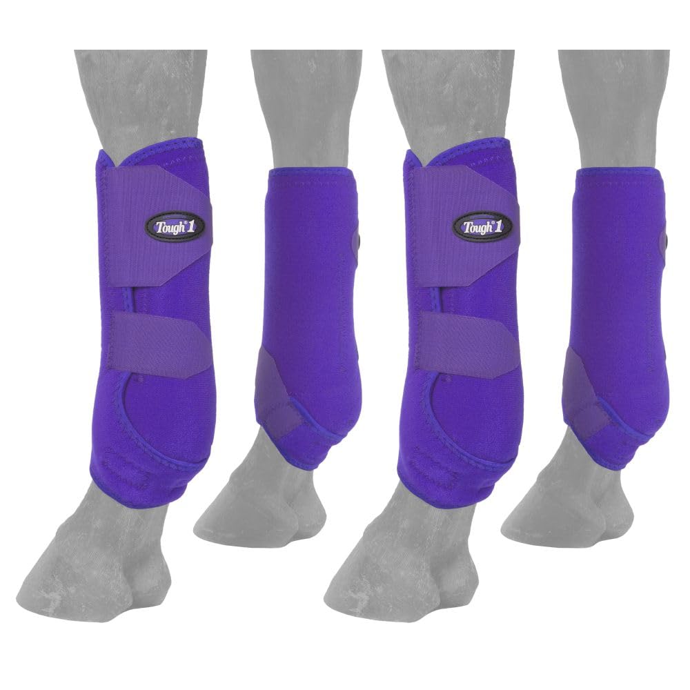 Botas Tough 1 ventiladas moradas para caballos, ajuste cómodo y protección ligera.