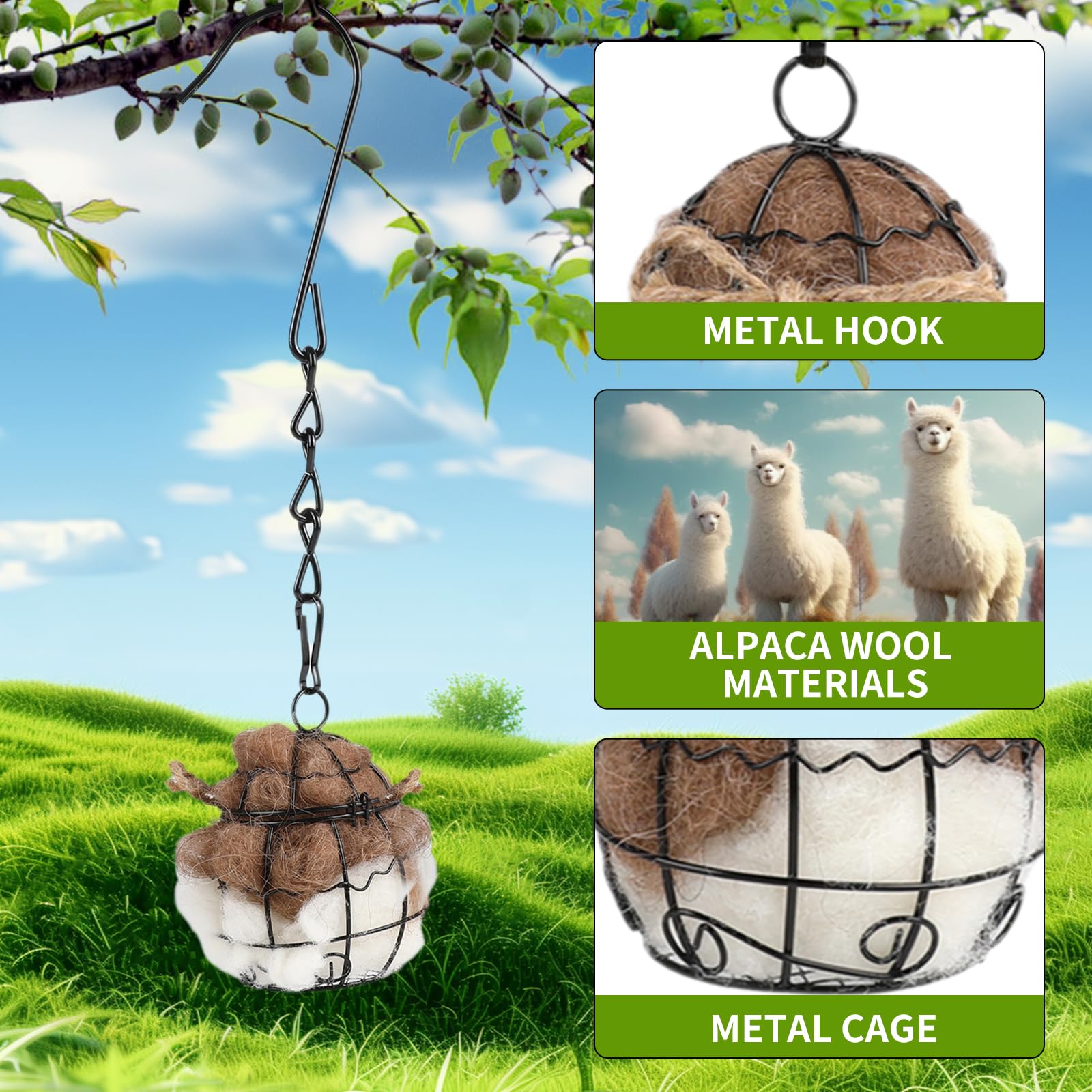 Atrae colibríes y aves pequeñas con fibras de alpaca de TOWDREU.