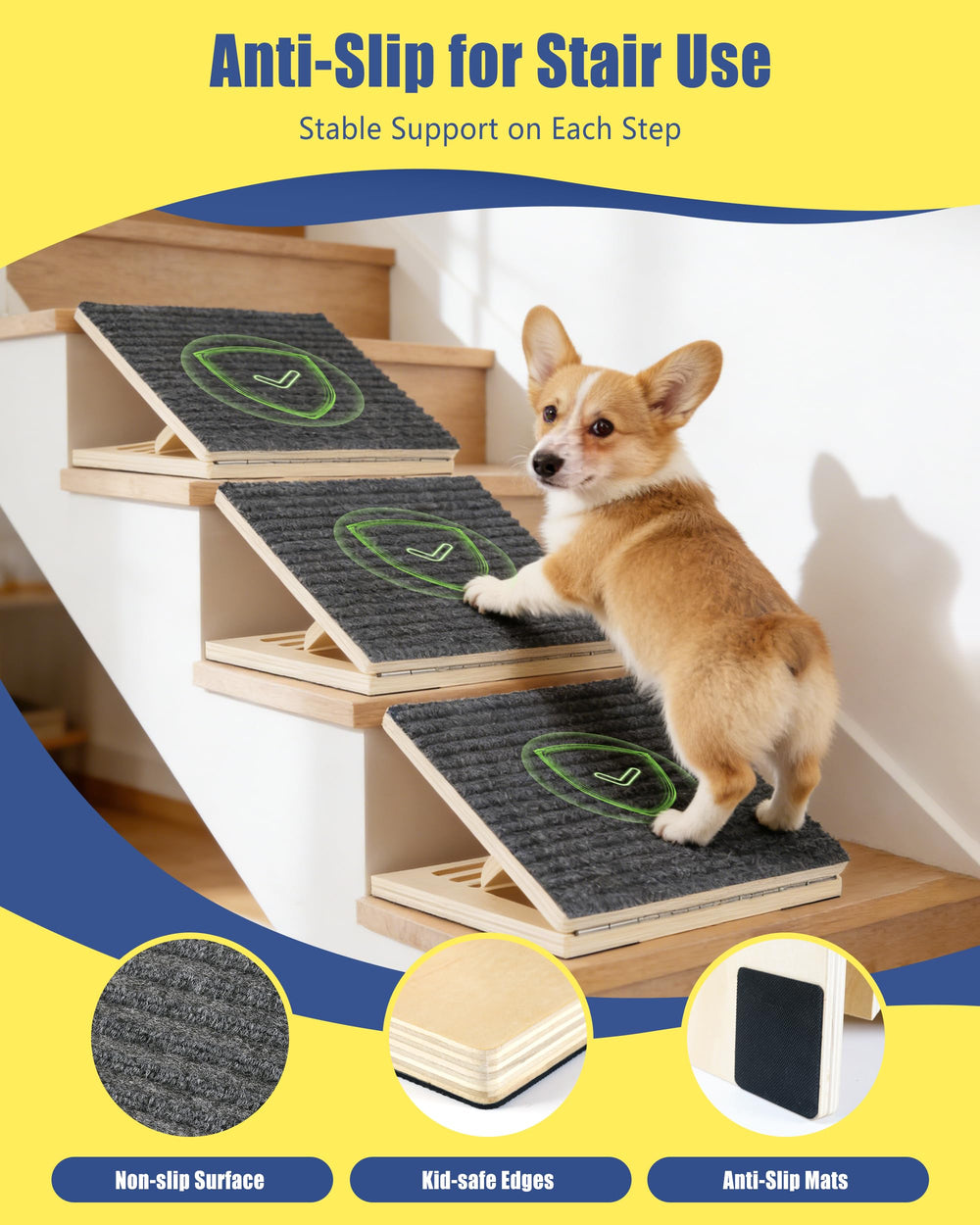 TOZZWAIG rampa de madera estable, ángulo ajustable para escaleras diferentes.
