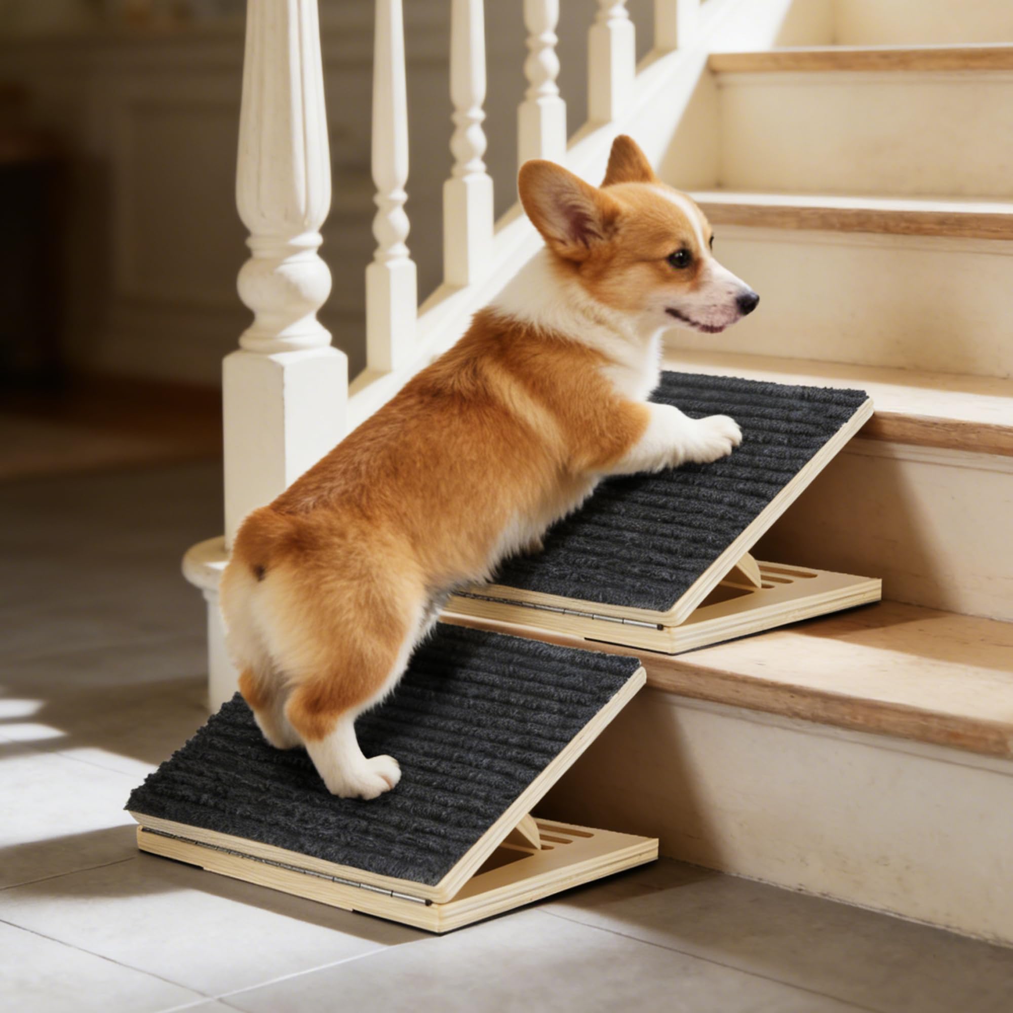 TOZZWAIG rampa para perros con escaleras, ideal para subir y bajar con suavidad.
