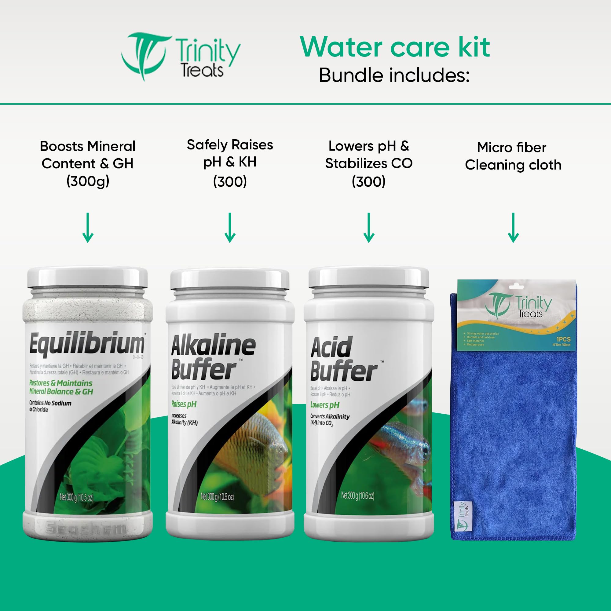 Buffer alcalino de Trinity Treats para acuarios, eleva pH de forma estable