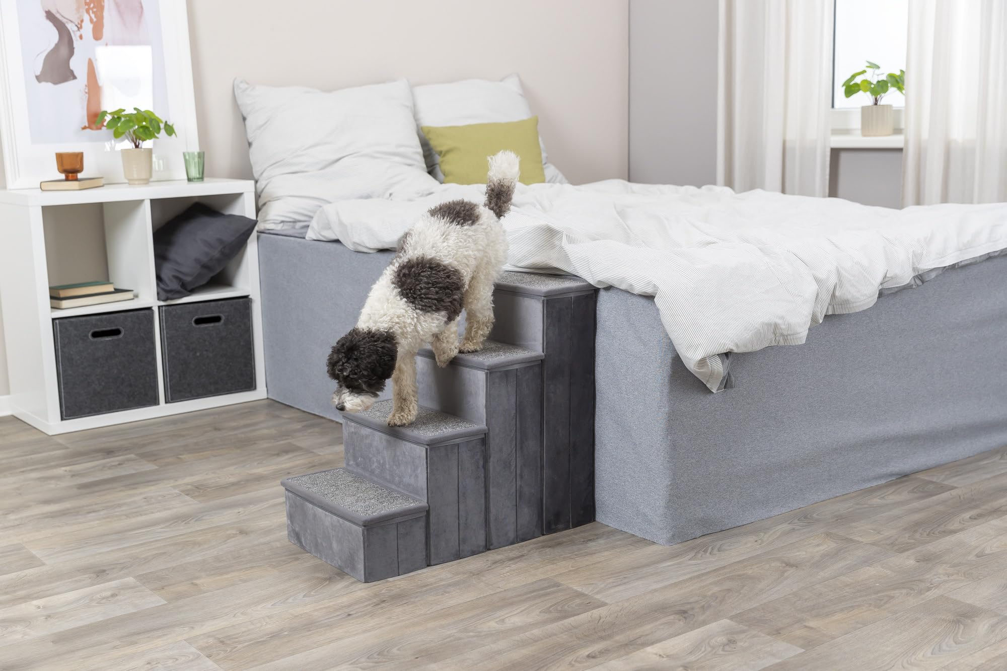 TRIXIE Velour escaleras plegables para perros, ahorro de espacio.