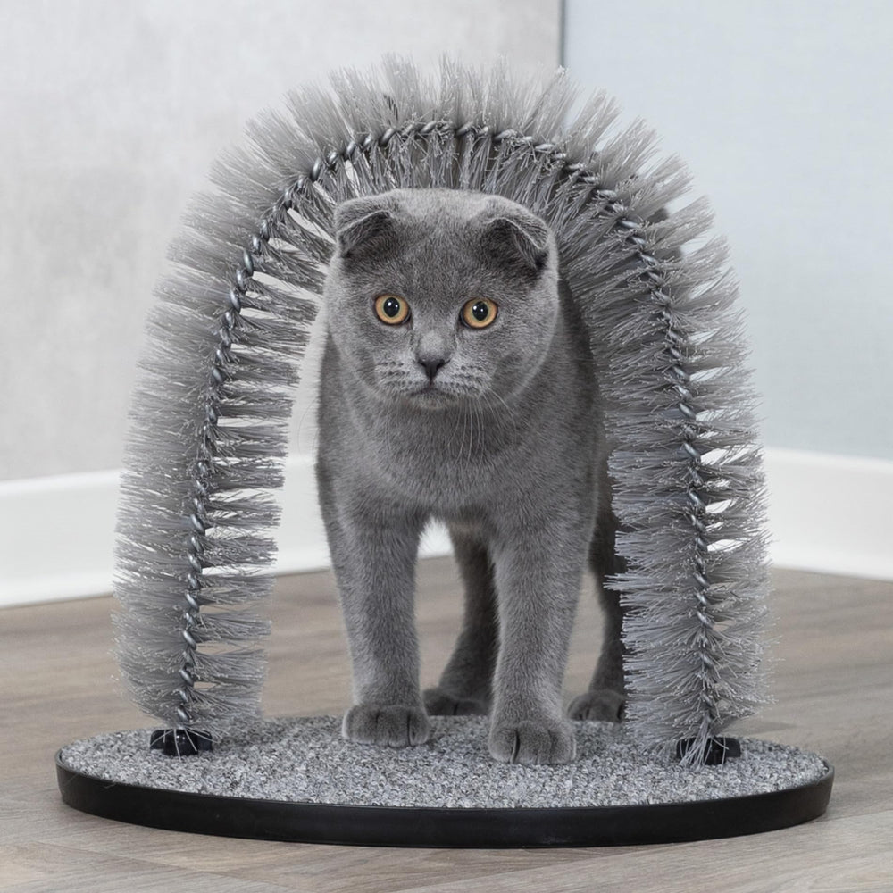 TRIXIE gato gris talla pequeña, diseño compacto para espacios reducidos.