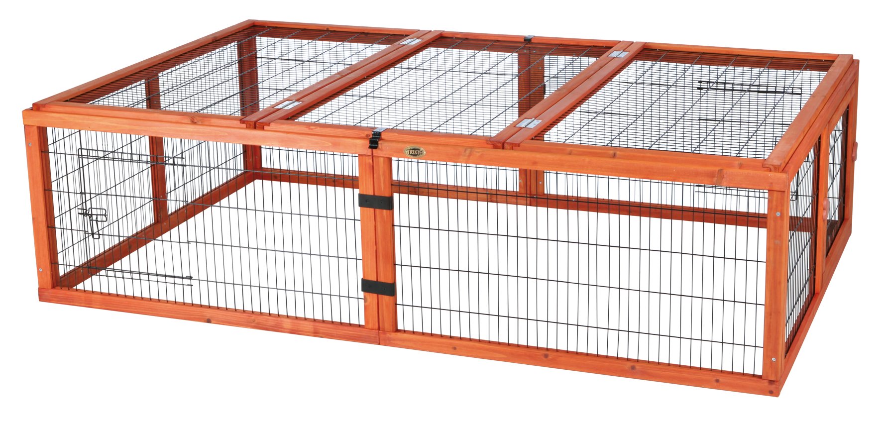 TRIXIE recinto exterior con malla cubierta desplegable, acceso seguro para mascotas.