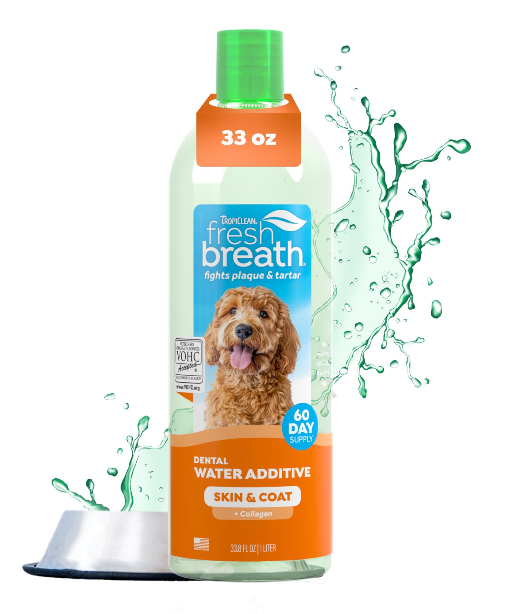 TropiClean aliento fresco, aditivo de agua para perro en botella para uso diario