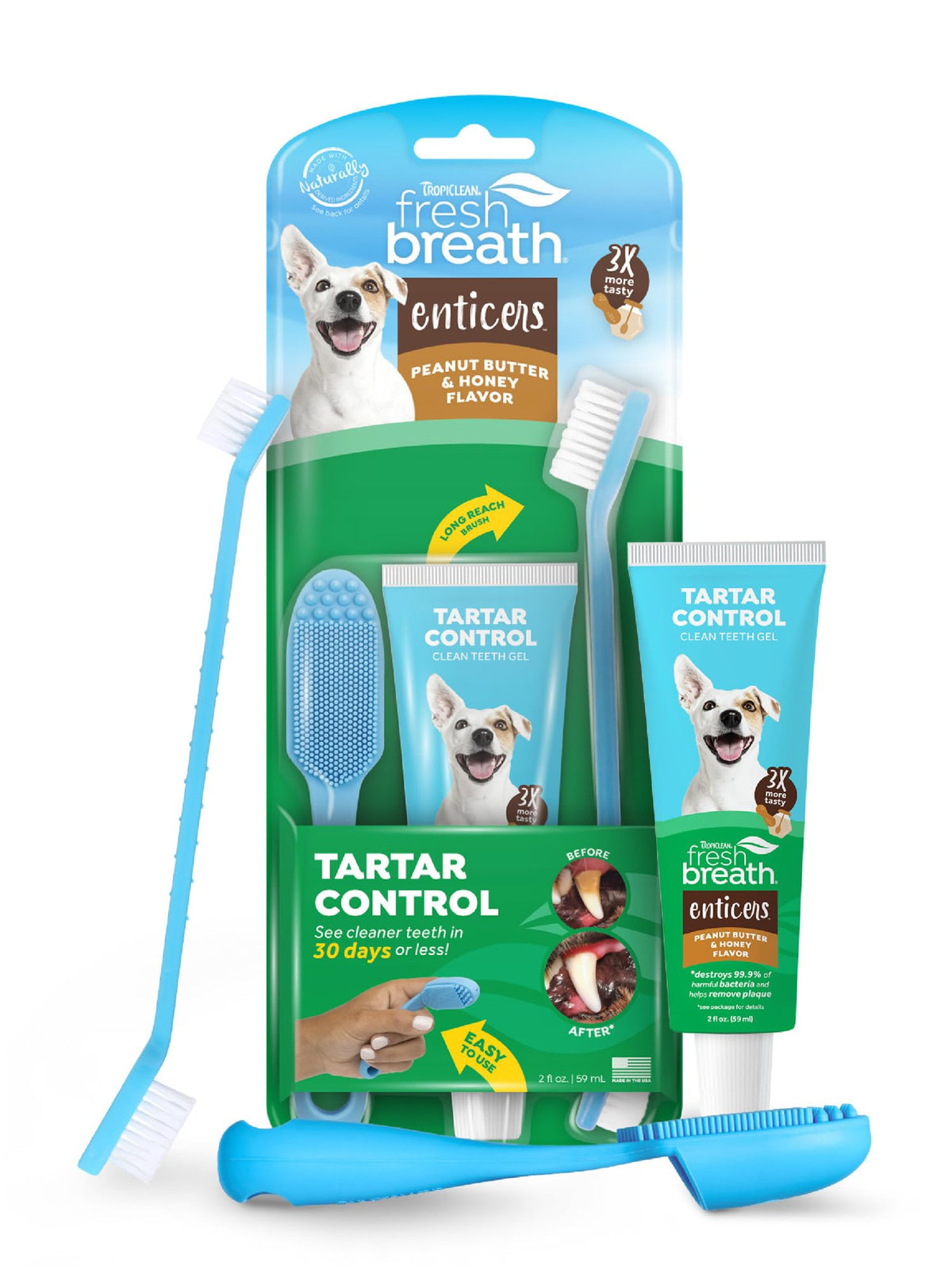 Kit TropiClean aliento fresco con cepillo dedo suave para perros
